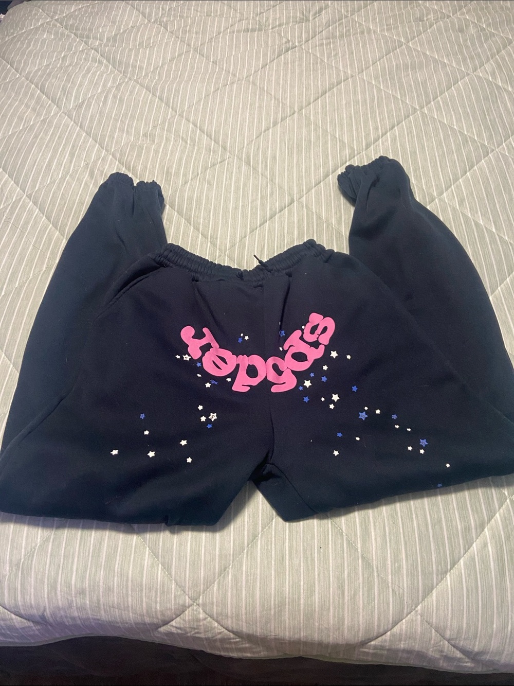 Girls' Black Joggers with Pink Logo & Star Detail